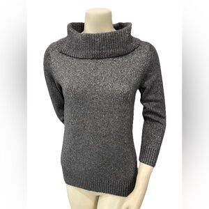 Charter Club Metallic Gray Cowl Neck Sweater Small Knit Pullover Warm Cozy NWT